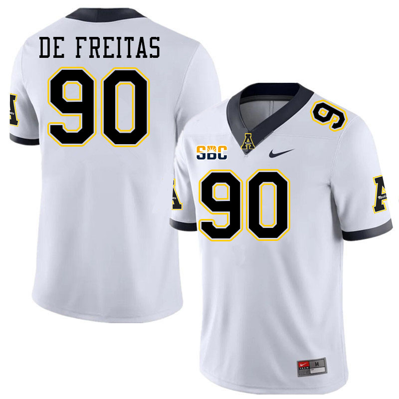 Appalachian State Mountaineers #90 Dominic De Freitas College Football Jerseys-White